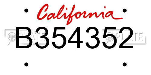 B354352 California License Plate