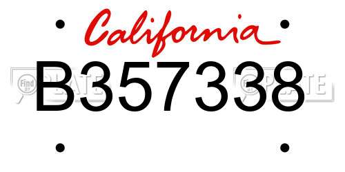 B357338 California License Plate