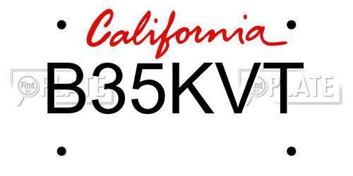 B35KVT California License Plate