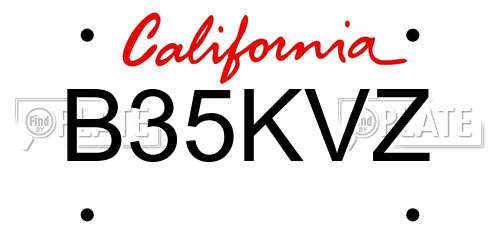 B35KVZ California License Plate