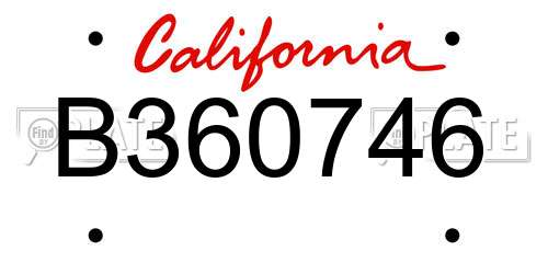 B360746 California License Plate