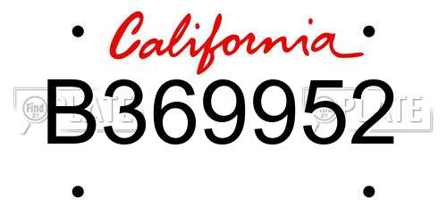 B369952 California License Plate