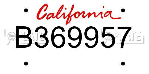 B369957 California License Plate