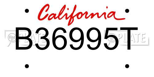 B36995T California License Plate