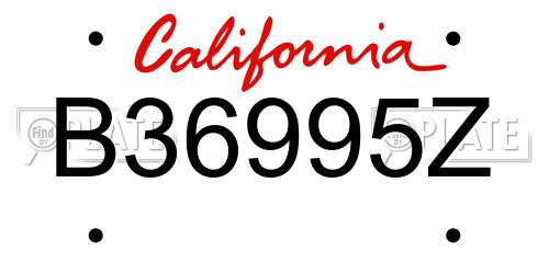 B36995Z California License Plate