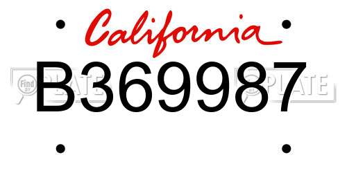 B369987 California License Plate