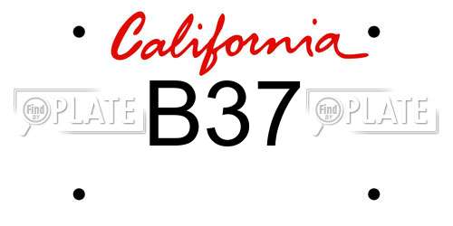 B37 California License Plate