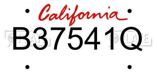 B37541Q California License Plate