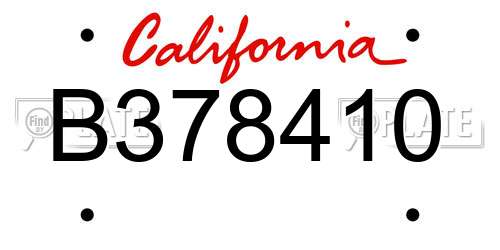 B378410 California License Plate