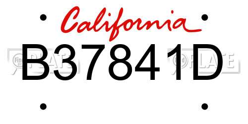 B37841D California License Plate