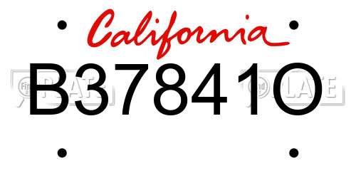 B37841O California License Plate