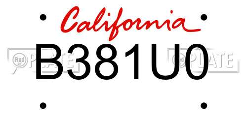 B381U0 California License Plate