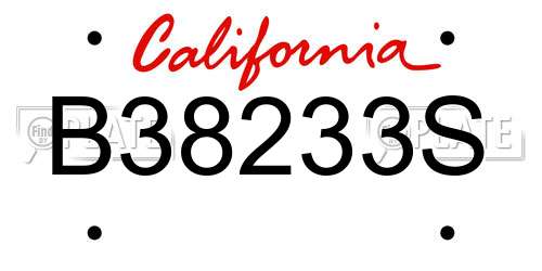 B38233S California License Plate
