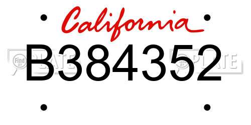 B384352 California License Plate