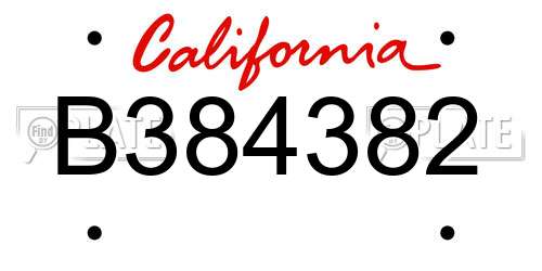 B384382 California License Plate