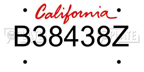 B38438Z California License Plate