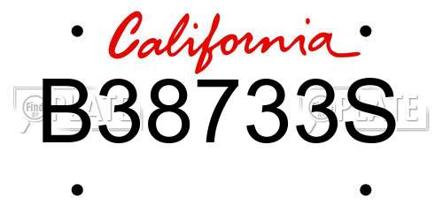 B38733S California License Plate