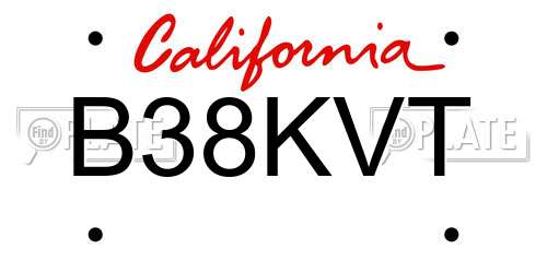 B38KVT California License Plate