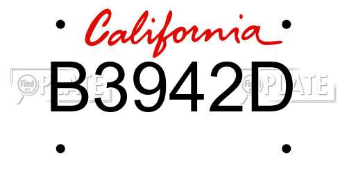 B3942D California License Plate