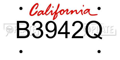 B3942Q California License Plate