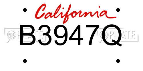 B3947Q California License Plate