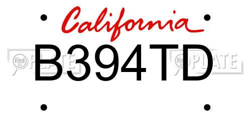 B394TD California License Plate