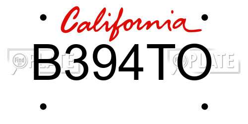 B394TO California License Plate