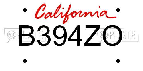 B394ZO California License Plate