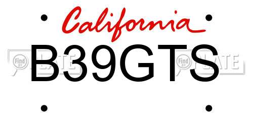 B39GTS California License Plate