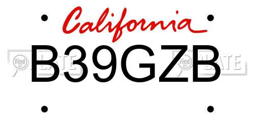 B39GZB California License Plate