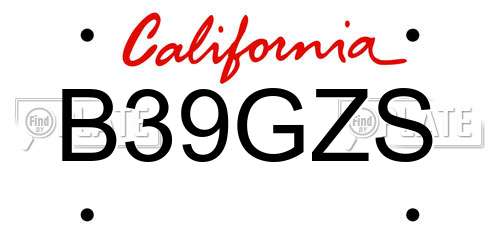 B39GZS California License Plate