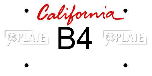 B4 California License Plate