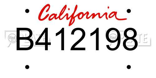 B412198 California License Plate