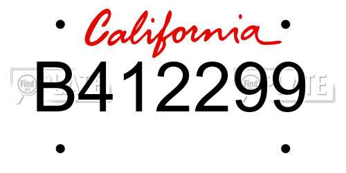 B412299 California License Plate