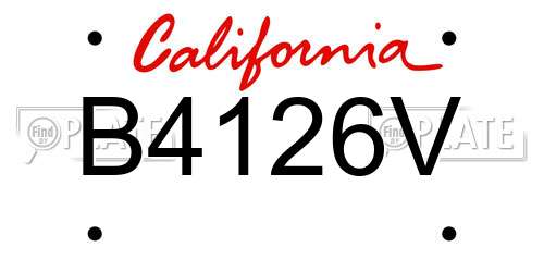 B4126V California License Plate