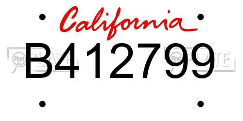 B412799 California License Plate
