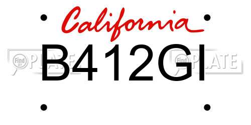 B412GI California License Plate