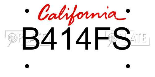 B414FS California License Plate