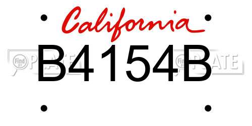 B4154B California License Plate