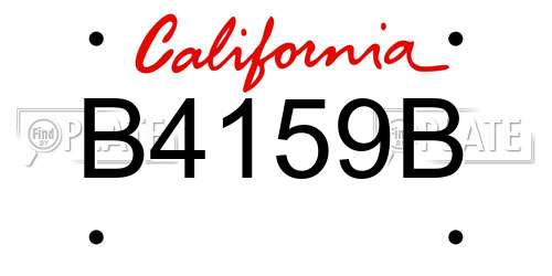 B4159B California License Plate