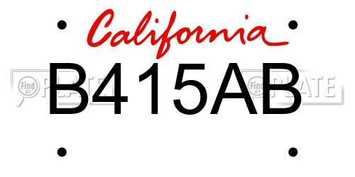 B415AB California License Plate