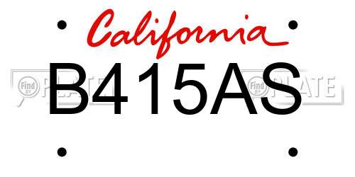 B415AS California License Plate