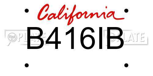 B416IB California License Plate