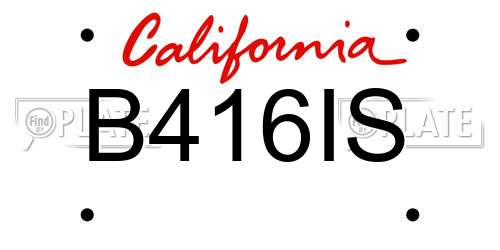 B416IS California License Plate