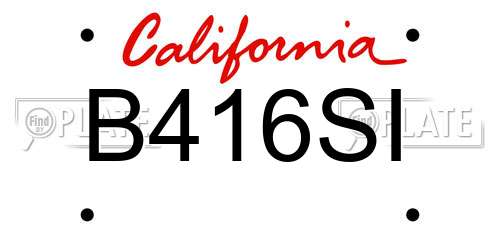 B416SI California License Plate