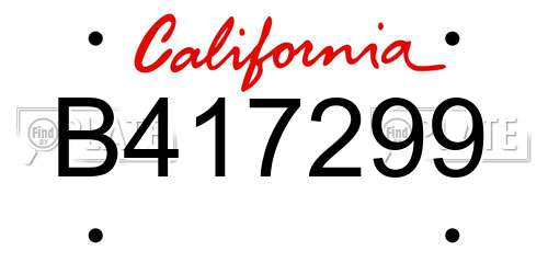 B417299 California License Plate