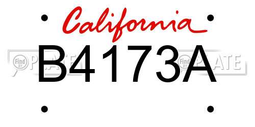 B4173A California License Plate