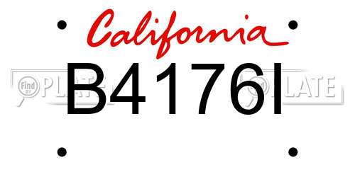 B4176I California License Plate