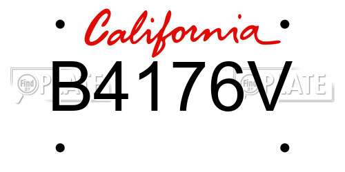 B4176V California License Plate