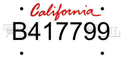B417799 California License Plate
